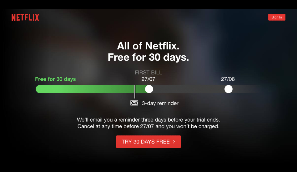 One month of free Netflix streaming