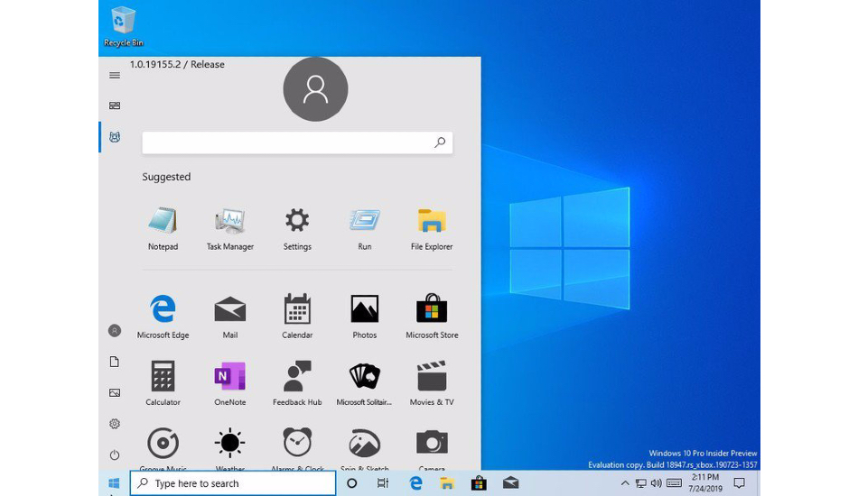 Start Menu redesign on Windows 10