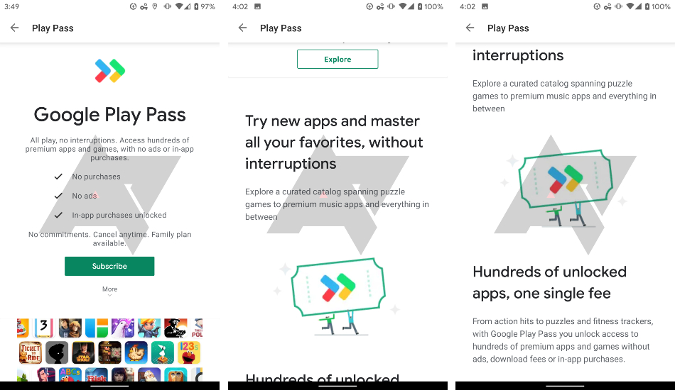 Google Play Pass subscription service