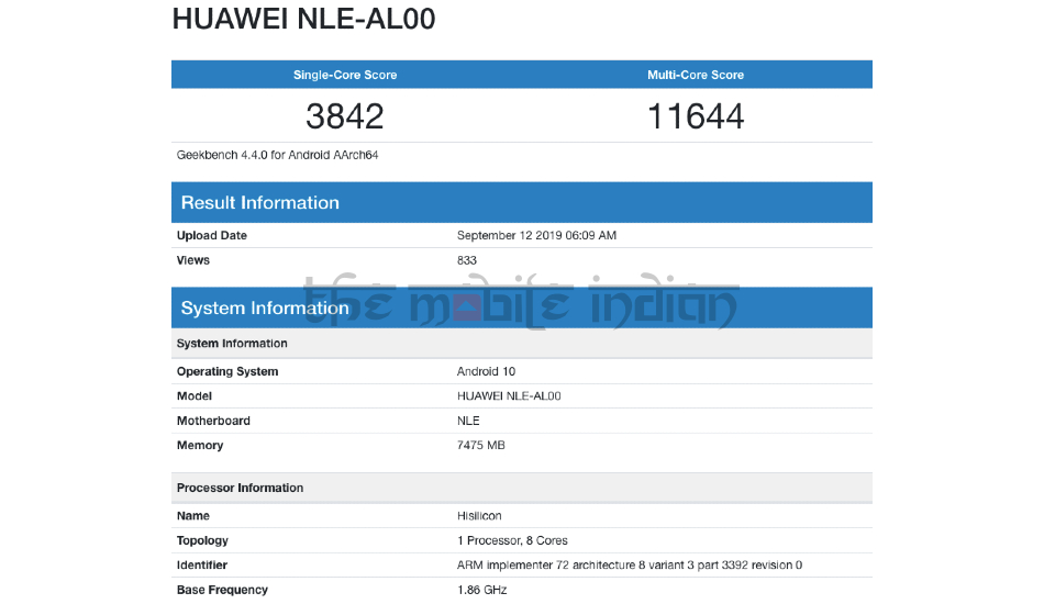 Huawei phone with Kirin 990, Android 10