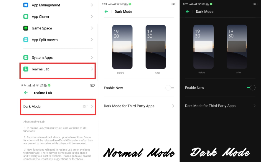 Realme dark mode