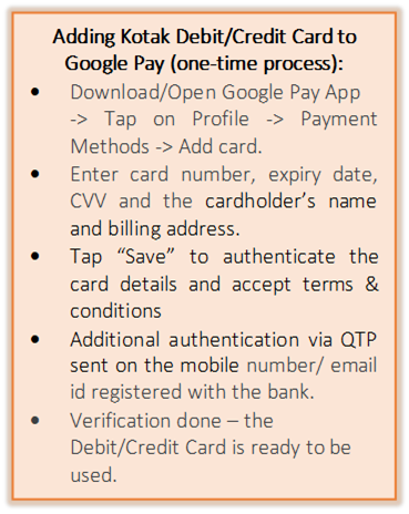 Kotak google pay process