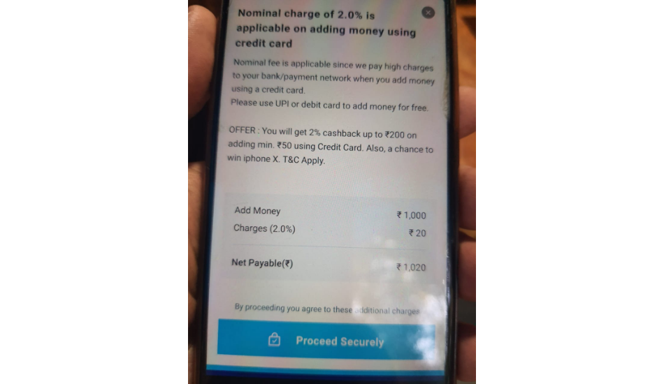 Paytm 2% fee