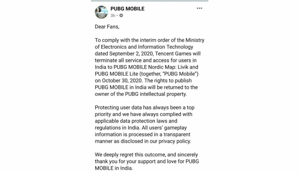 PUBG shut down