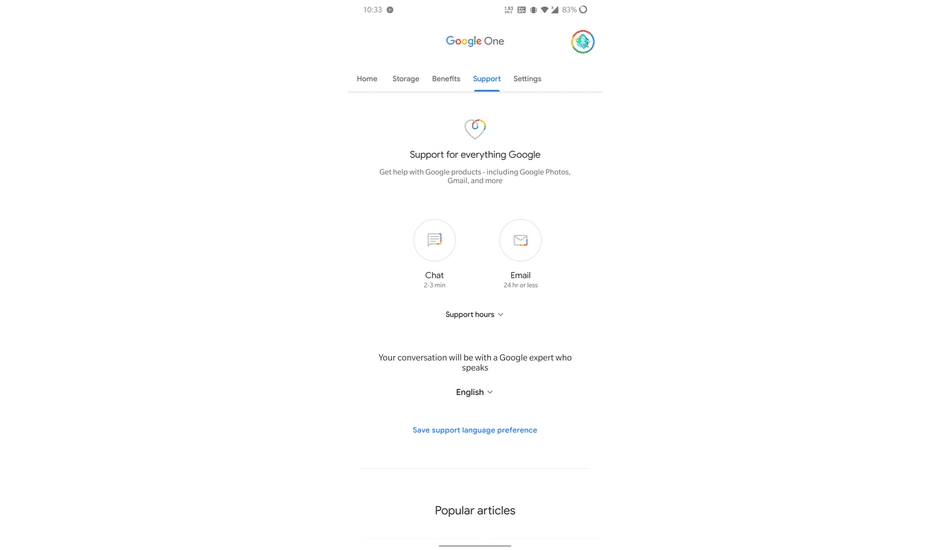 Google One support