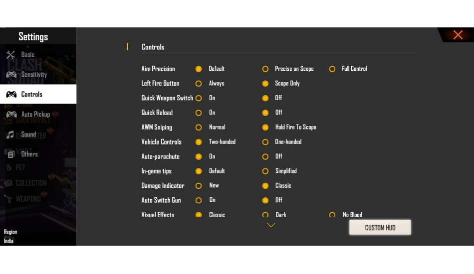 FreeFire graphic settings