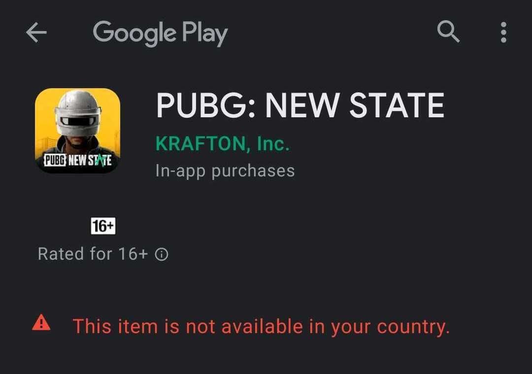 Pubg New State playstore