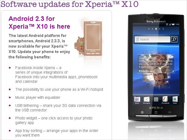 Sony Ericsson Xperia X10 gets Android 2.3.3 Gingerbread finally