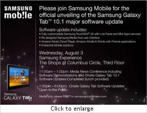 Samsung Galaxy Tab 10.1 to get Android 3.1 Honeycomb update in August