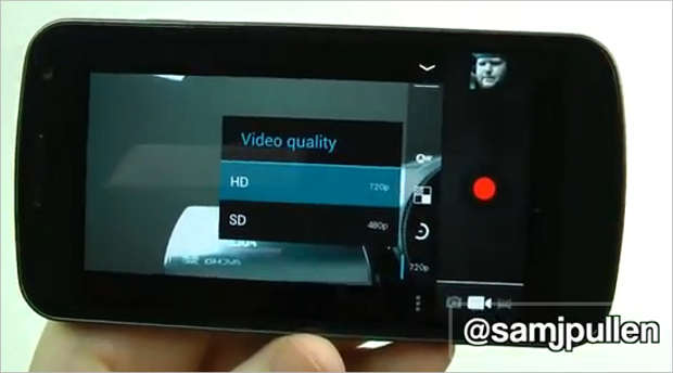 Galaxy Nexus's front camera can record HD videos