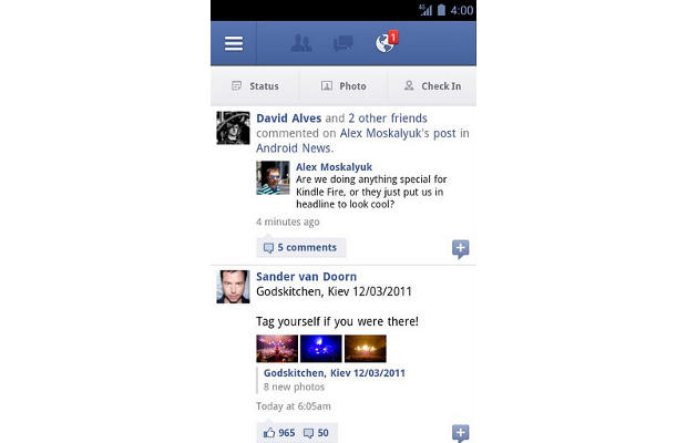Facebook App for Android gets updated