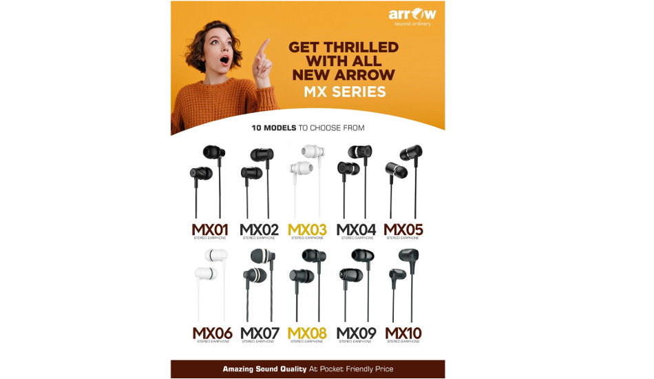 Arrow MX wired earphones launched in India at a starting price of Rs 149