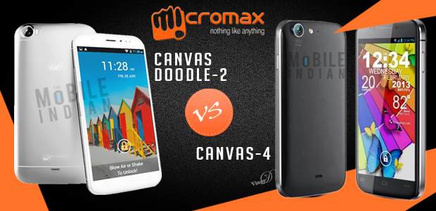 Micromax Canvas Doodle 2 Vs Canvas 4