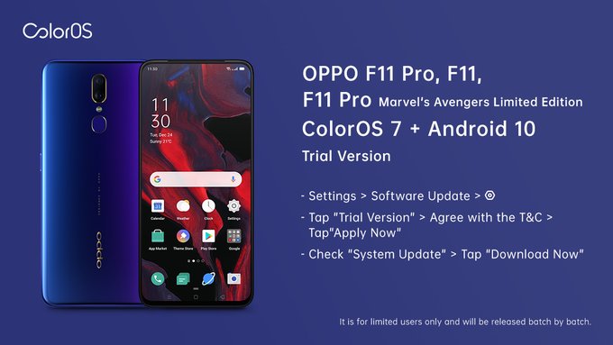 Oppo F11, F11 Pro ColorOS 7 trial version now open for registrations