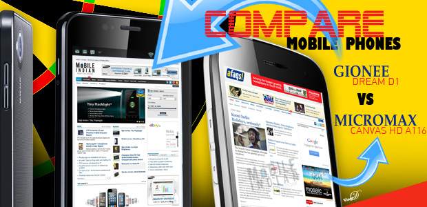 Gionee Dream D1 vs Micromax Canvas HD