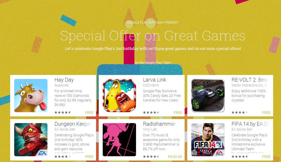 Google offers 15 free games on 2nd Play Store birthday