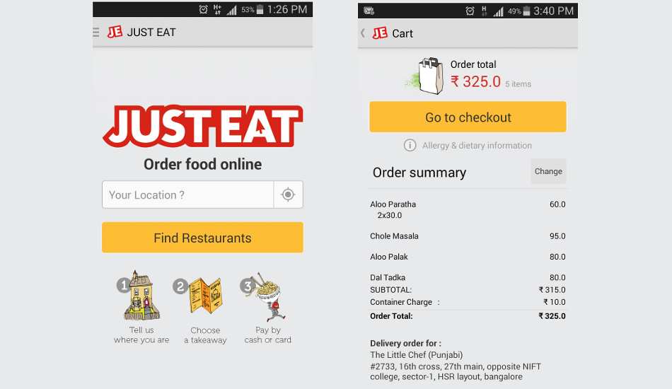 Get deals on JustEat Android app