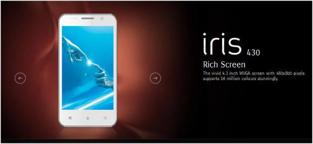 Lava launches Iris 430 with 4.3 inch display for Rs 7,500