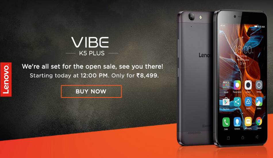 Third open sale of Lenovo Vibe K5 Plus smartphone today at 12 noon