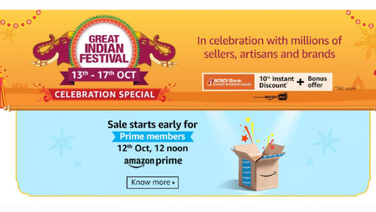 Amazon Great Indian Festival - Celebration Special sale announced, to start from October 13