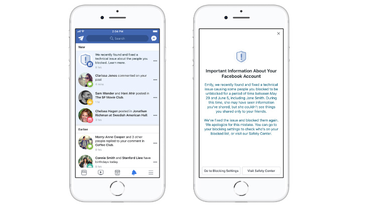 Facebook fixes a bug that unblocked certain blocked users