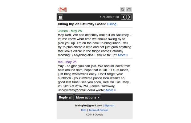 featurephone1 Google updated Gmail interface for feature phones