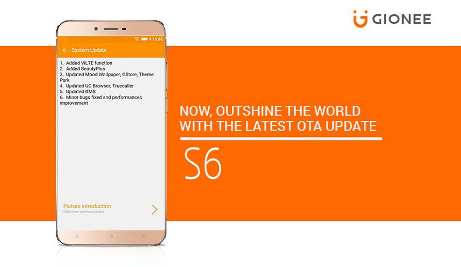Gionee S6 gets new OTA update, brings ViLTE support and more
