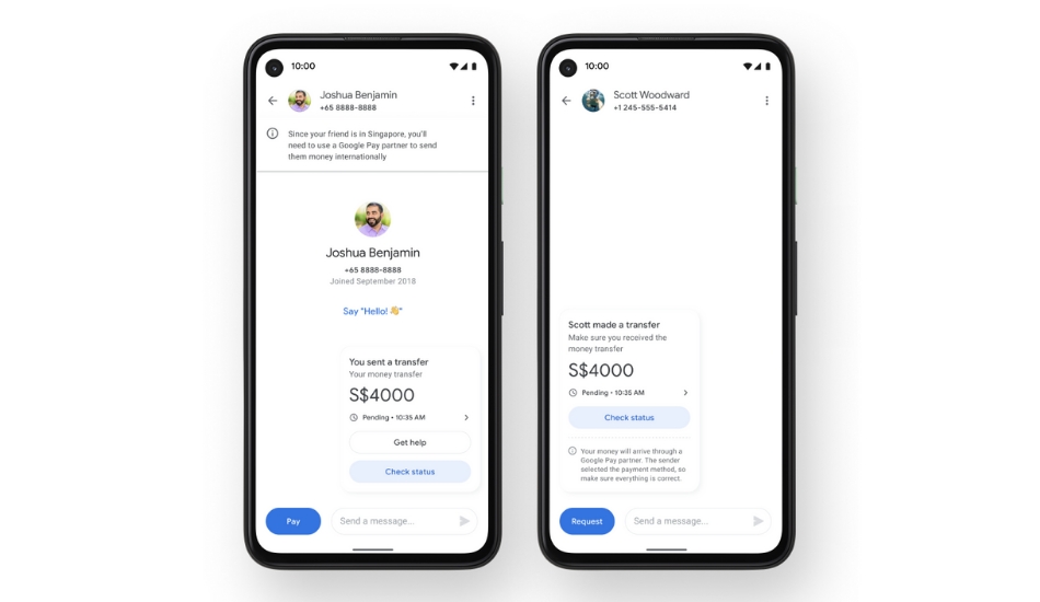Google Pay allows international money transfers from US to Singapore, India