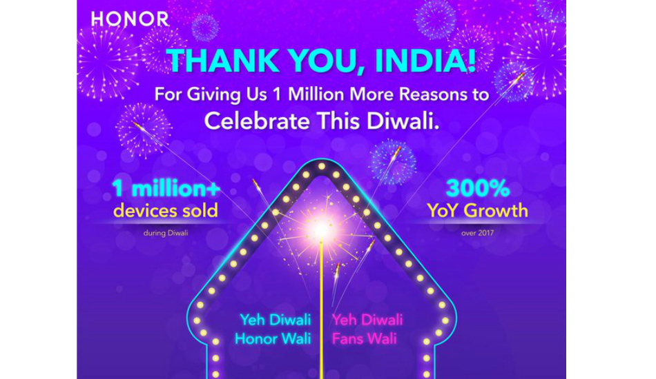Honor reveals that it sold one million smartphones this Diwali