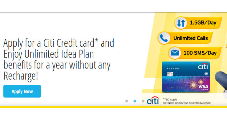 Idea Cellular offers 1.5GB of daily data and more for one year to Citi Credit Card customers