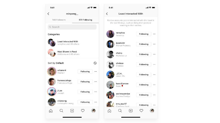 How to unfollow least interacted accounts on Instagram?