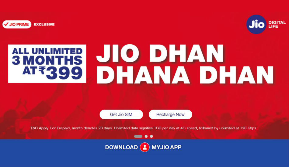 Reliance Jio updates Jio Dhan Dhana Dhan offer with a new Rs 399 plan, revises existing plans