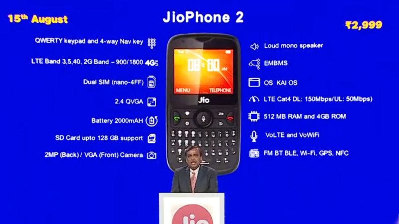 JioPhone 2 launched at Rs 2,999