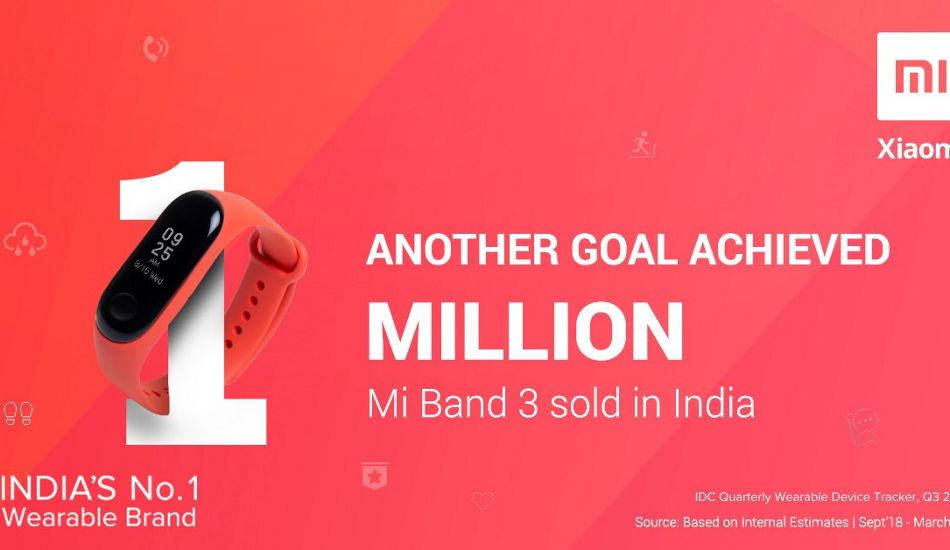 Over 1 million Mi Band 3 units sold in India since launch