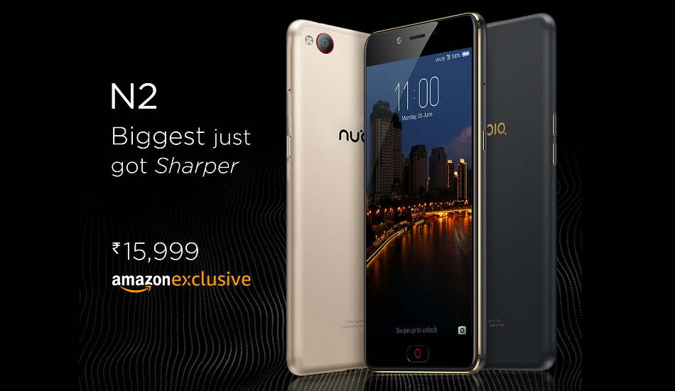 Nubia N2 with 5,000 mAh battery and 4GB RAM launched in India for Rs 15,999