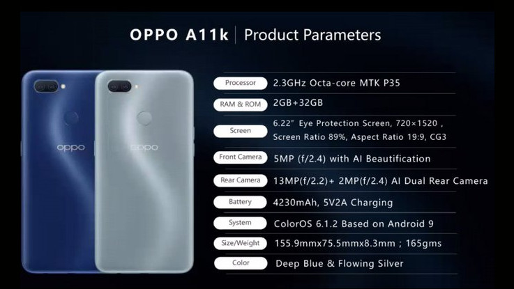 Oppo A11k launched in India for Rs 8,990