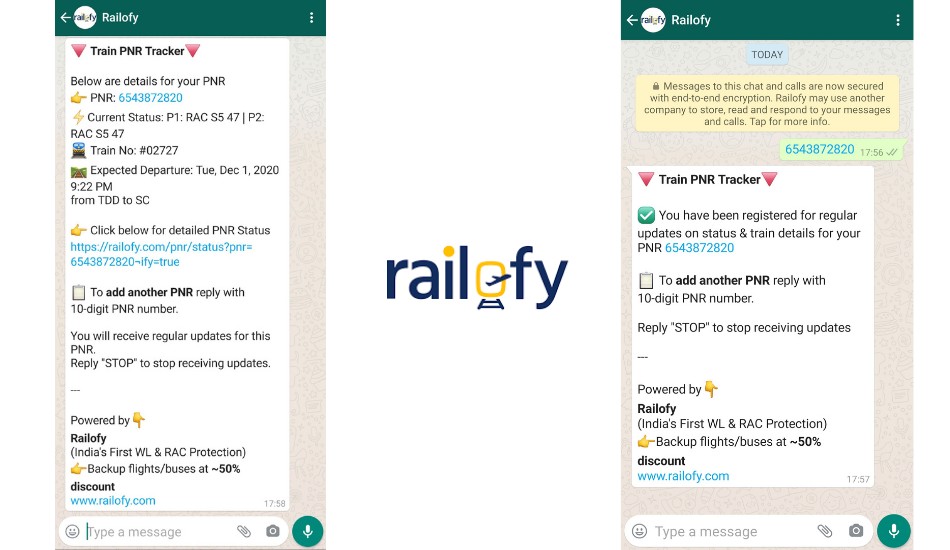 Railofy brings train PNR status to WhatsApp