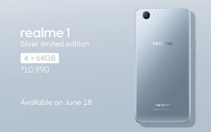 Realme 1 Silver Limited Edition launched, to go on sale on June 18 on Amazon