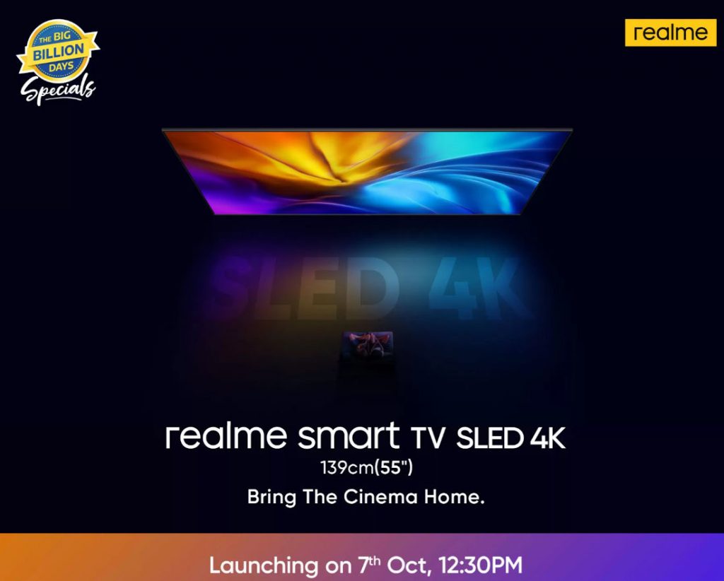 Realme Smart SLED 4K TV to launch in India on October 7