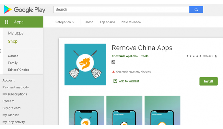 Remove China Apps pulled from Google Play Store as it violates this policy