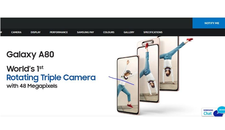 Samsung Galaxy A80 listed on Samsung India website, things you should know