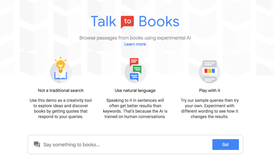 Google lets you ‘talk to books’ with its newest AI experiment