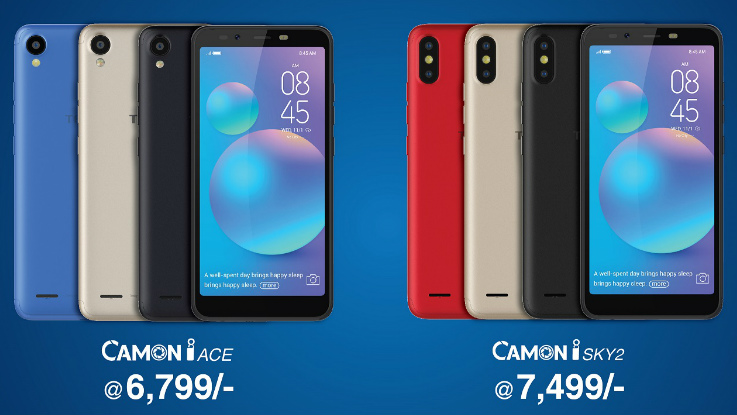 Tecno Camon iACE, Camon iSKY 2 with FullView display, AI-infused camera launched in India