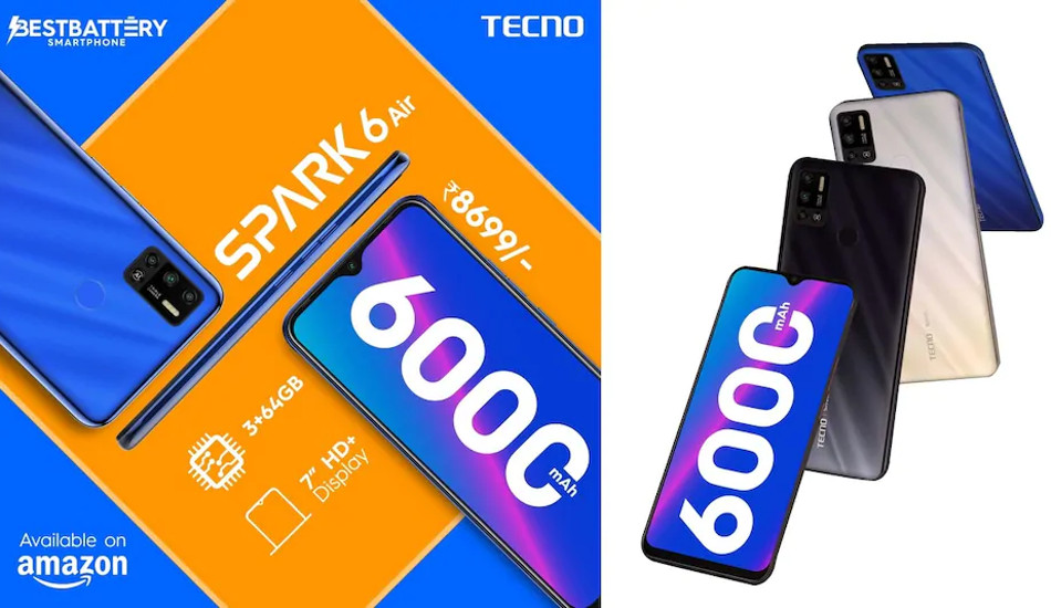 Tecno Spark 6 Air new variant launched with 3GB and 64GB storage for Rs 8,699