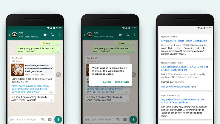 WhatsApp adds ability to cross-check forwarded messages via Google