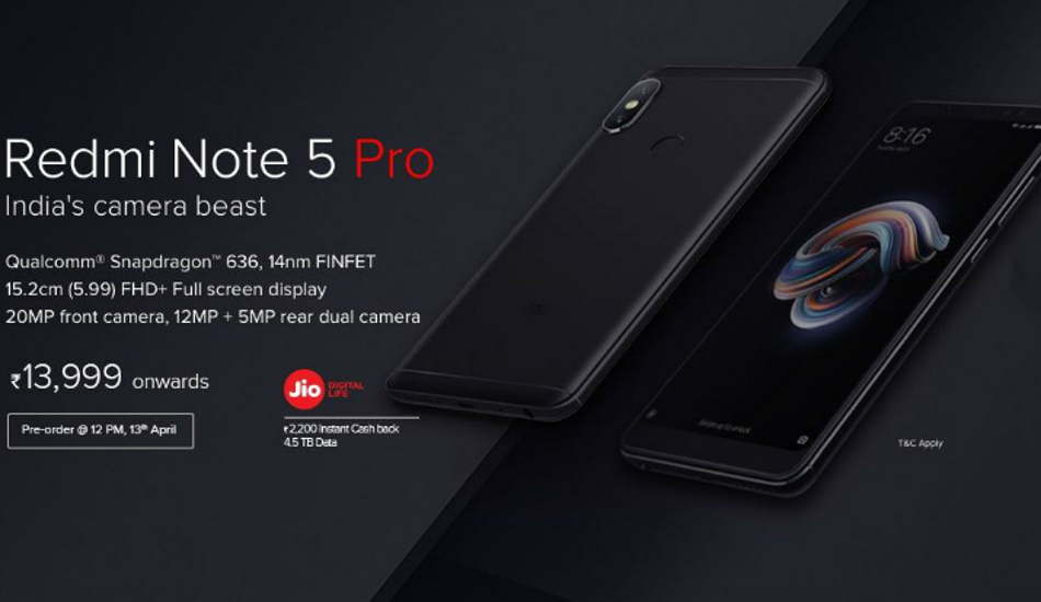 Xiaomi Redmi Note 5 Pro to be available for pre-order from April 13