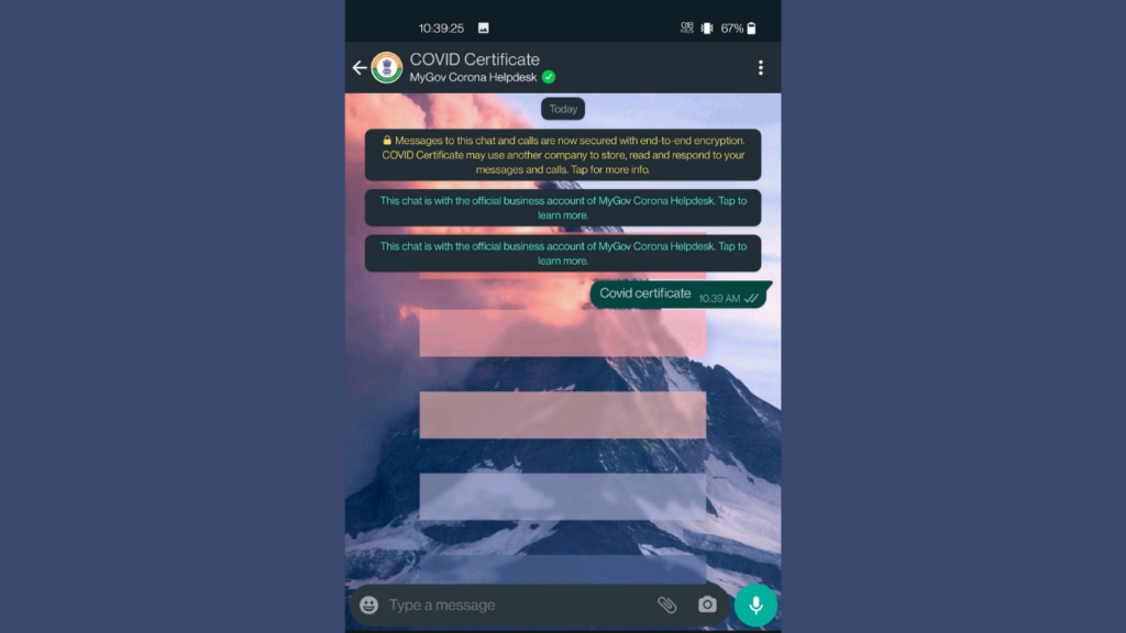 Covid Certificate WhatsApp Step 2