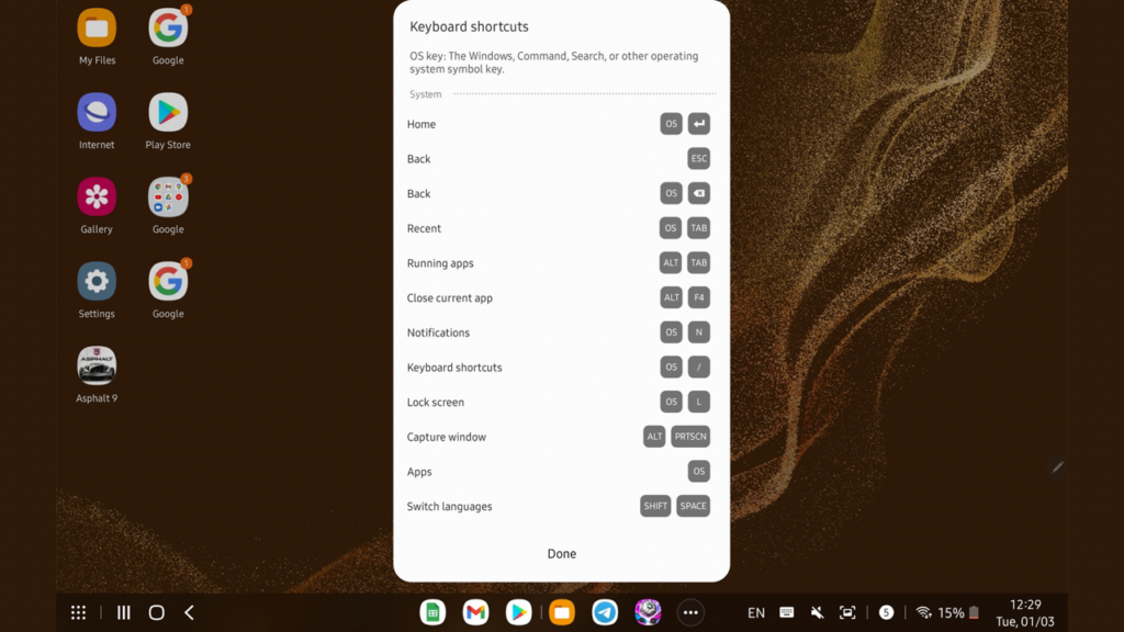 Keyboard Shortcuts Galaxy Tab S8