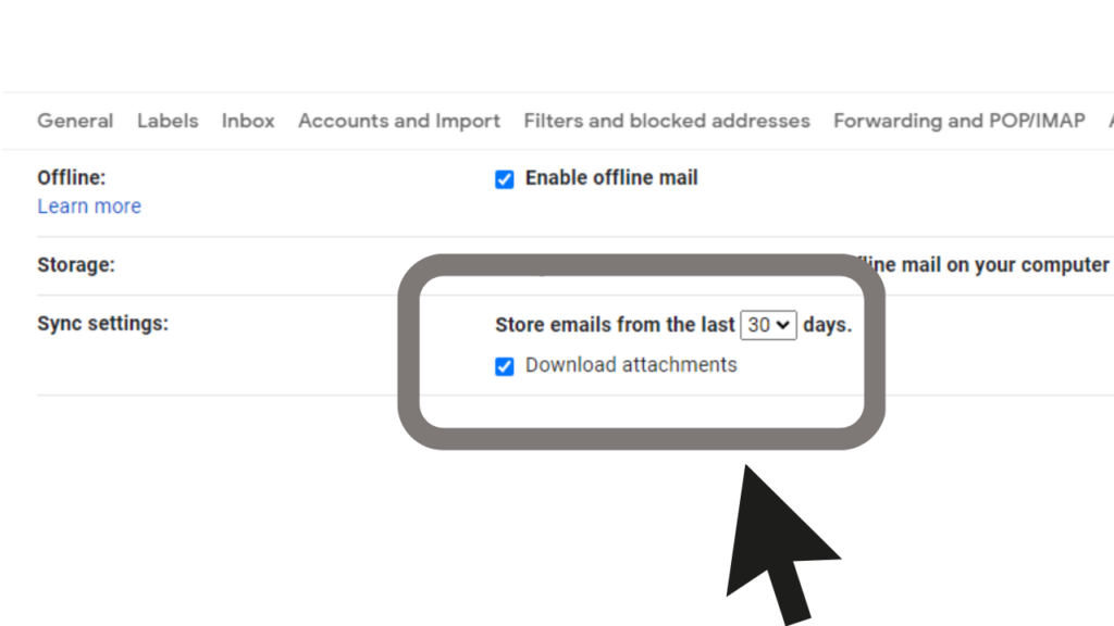offline gmail limit