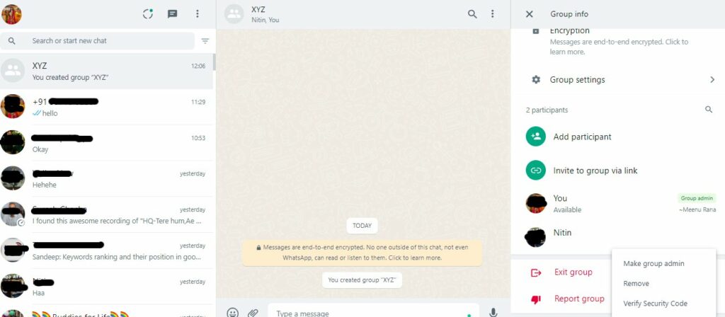 How to send yourself a message on WhatsApp bty creating group